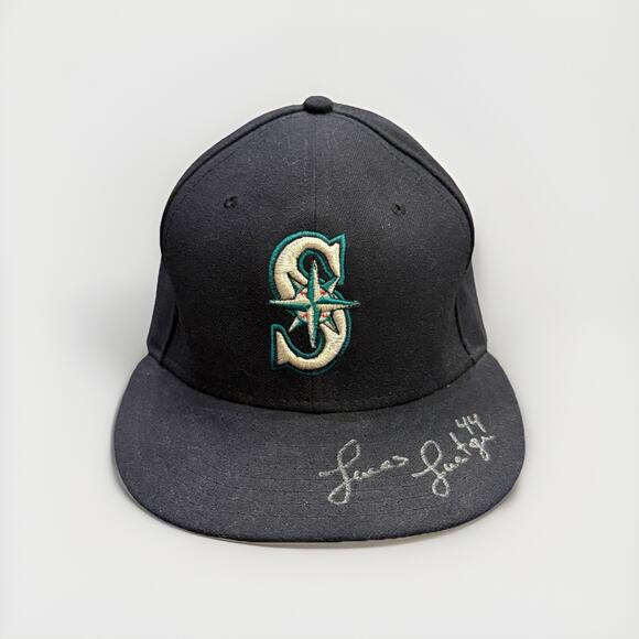 New Era MLB Mens Blue Lucas Luetge Seattle Mariners 59FIFTY Fitted Hat 7 1/2 - Picture 1 of 10